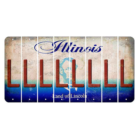 Illinois Abraham Lincoln Cut License Plate Strips (Set of 8) L