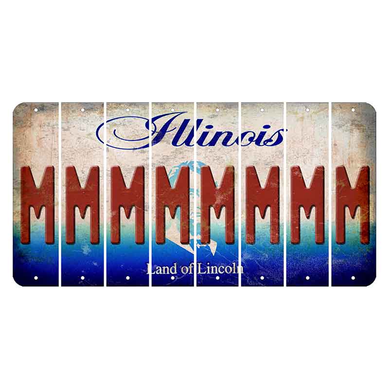 Illinois Abraham Lincoln Cut License Plate Strips (Set of 8) M