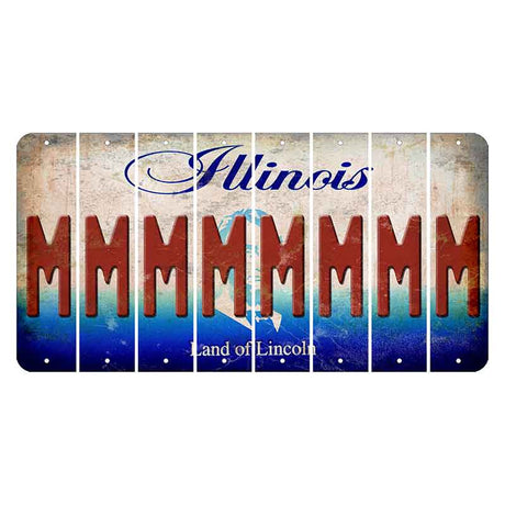 Illinois Abraham Lincoln Cut License Plate Strips (Set of 8) M