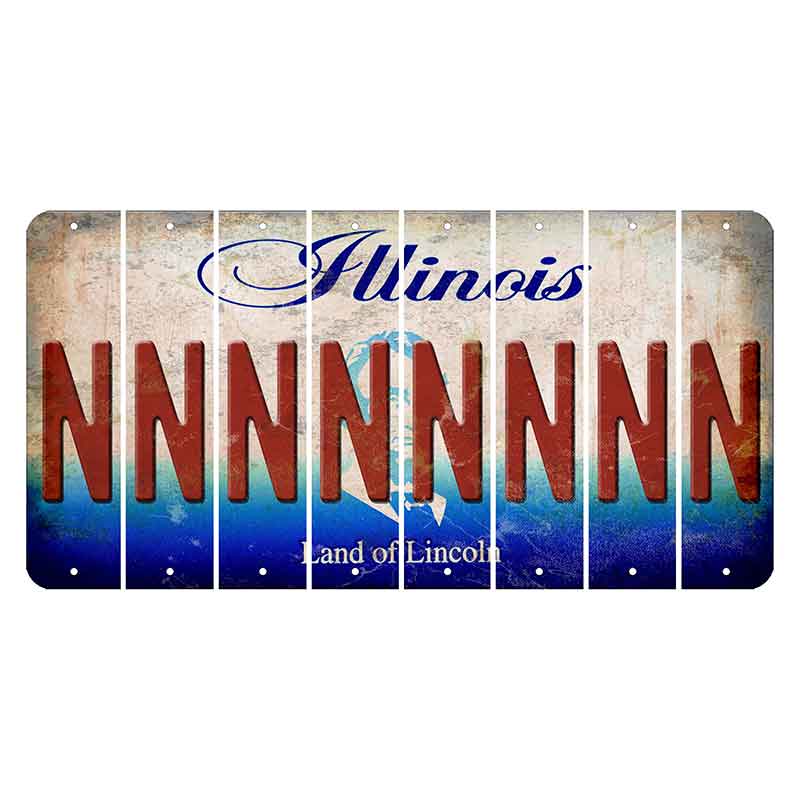 Illinois Abraham Lincoln Cut License Plate Strips (Set of 8) N