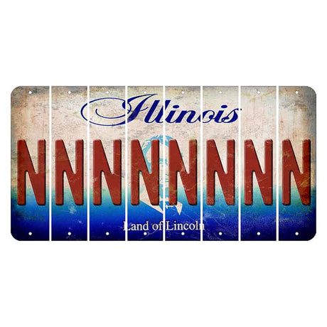 Illinois Abraham Lincoln Cut License Plate Strips (Set of 8) N