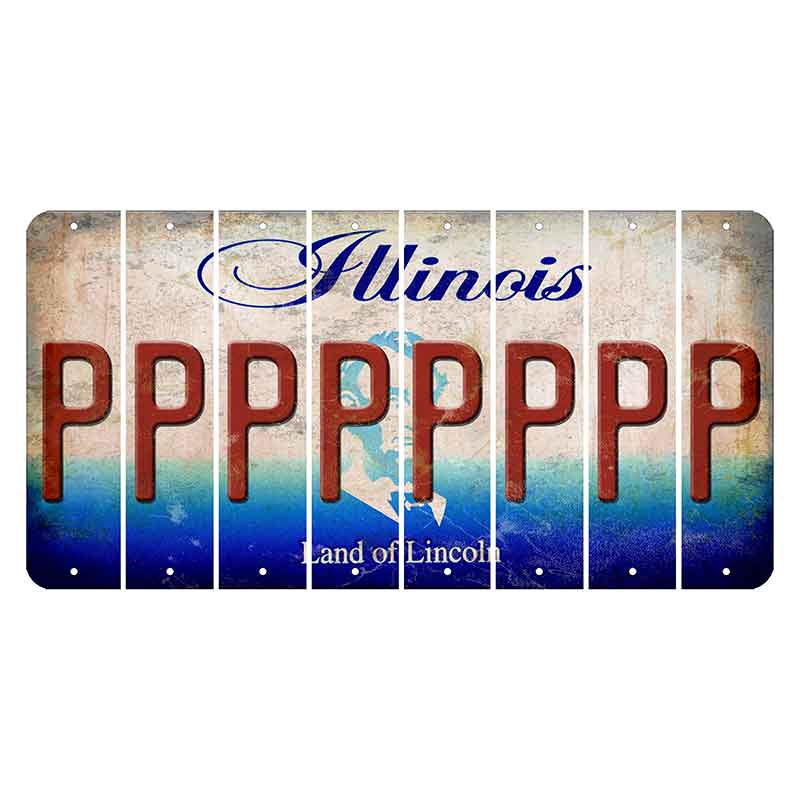 Illinois Abraham Lincoln Cut License Plate Strips (Set of 8) P