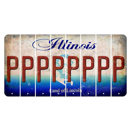 Illinois Abraham Lincoln Cut License Plate Strips (Set of 8) P