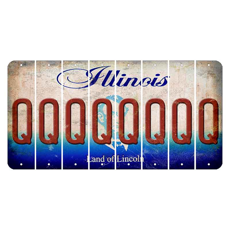 Illinois Abraham Lincoln Cut License Plate Strips (Set of 8) Q