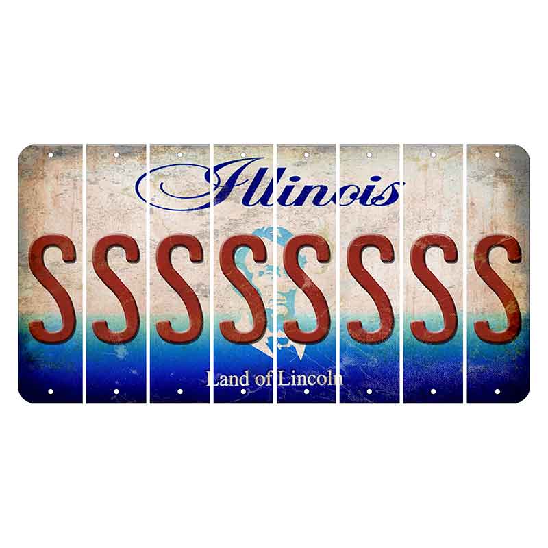 Illinois Abraham Lincoln Cut License Plate Strips (Set of 8) S