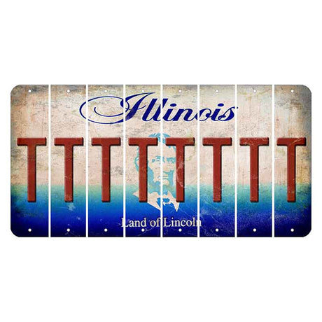 Illinois Abraham Lincoln Cut License Plate Strips (Set of 8) T