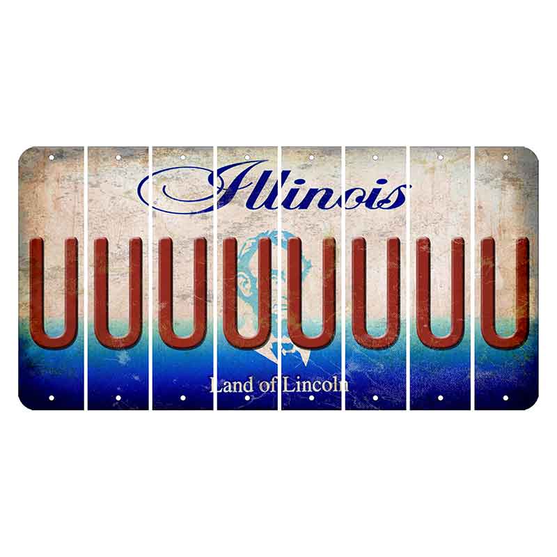 Illinois Abraham Lincoln Cut License Plate Strips (Set of 8) U