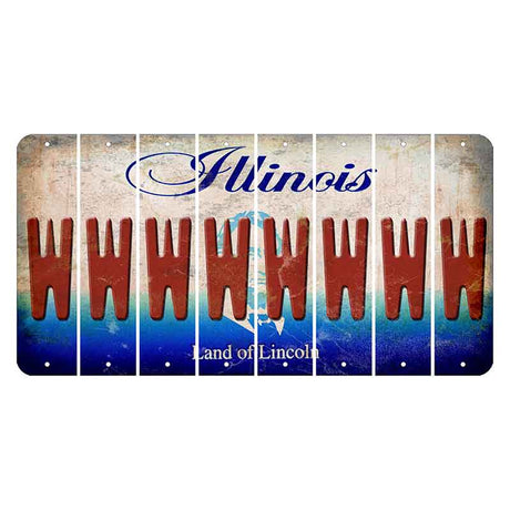 Illinois Abraham Lincoln Cut License Plate Strips (Set of 8) W