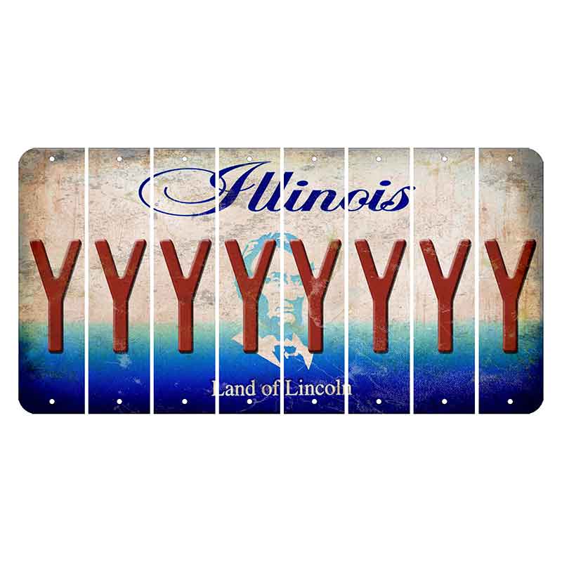 Illinois Abraham Lincoln Cut License Plate Strips (Set of 8) Y