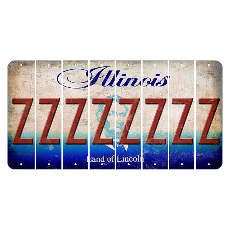 Illinois Abraham Lincoln Cut License Plate Strips (Set of 8) Z
