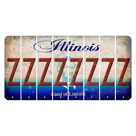 Illinois Abraham Lincoln Cut License Plate Strips (Set of 8) Z