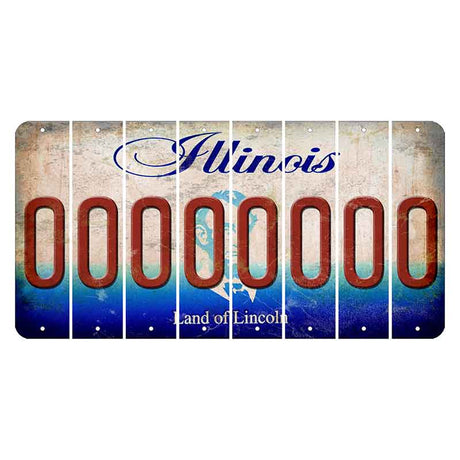 Illinois Abraham Lincoln Cut License Plate Strips (Set of 8) 0