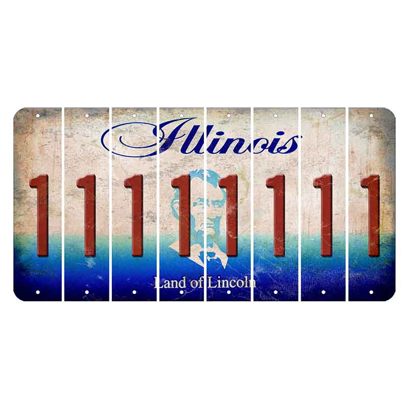 Illinois Abraham Lincoln Cut License Plate Strips (Set of 8) 1