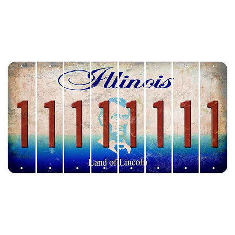 Illinois Abraham Lincoln Cut License Plate Strips (Set of 8) 1