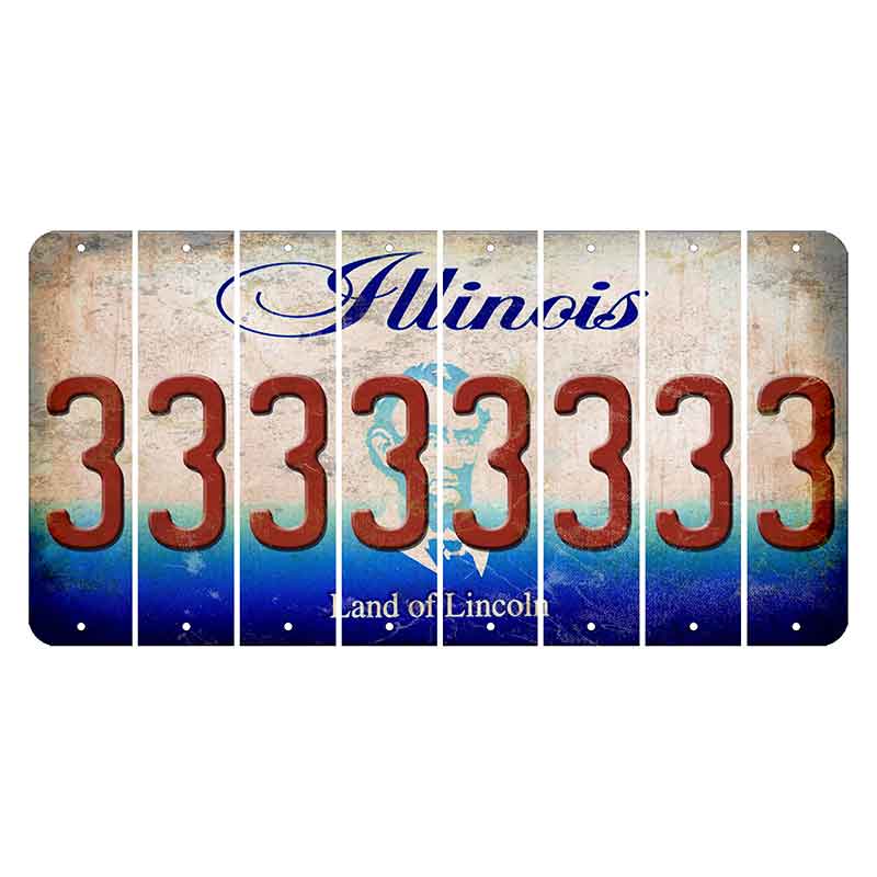Illinois Abraham Lincoln Cut License Plate Strips (Set of 8) 3