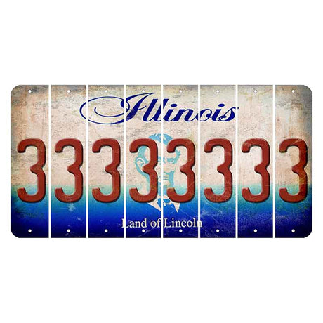 Illinois Abraham Lincoln Cut License Plate Strips (Set of 8) 3