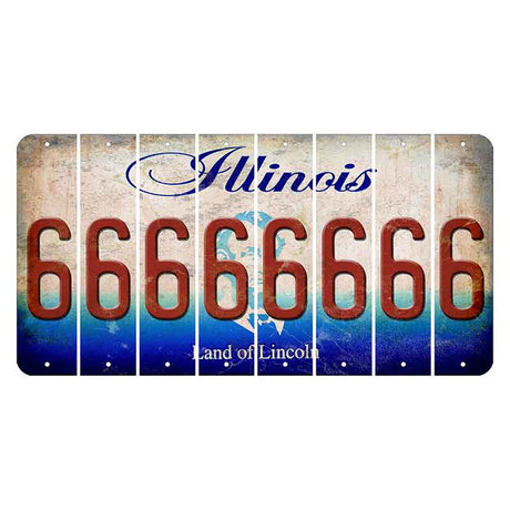 Illinois Abraham Lincoln Cut License Plate Strips (Set of 8) 6