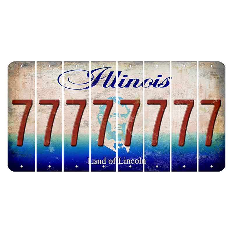 Illinois Abraham Lincoln Cut License Plate Strips (Set of 8) 7