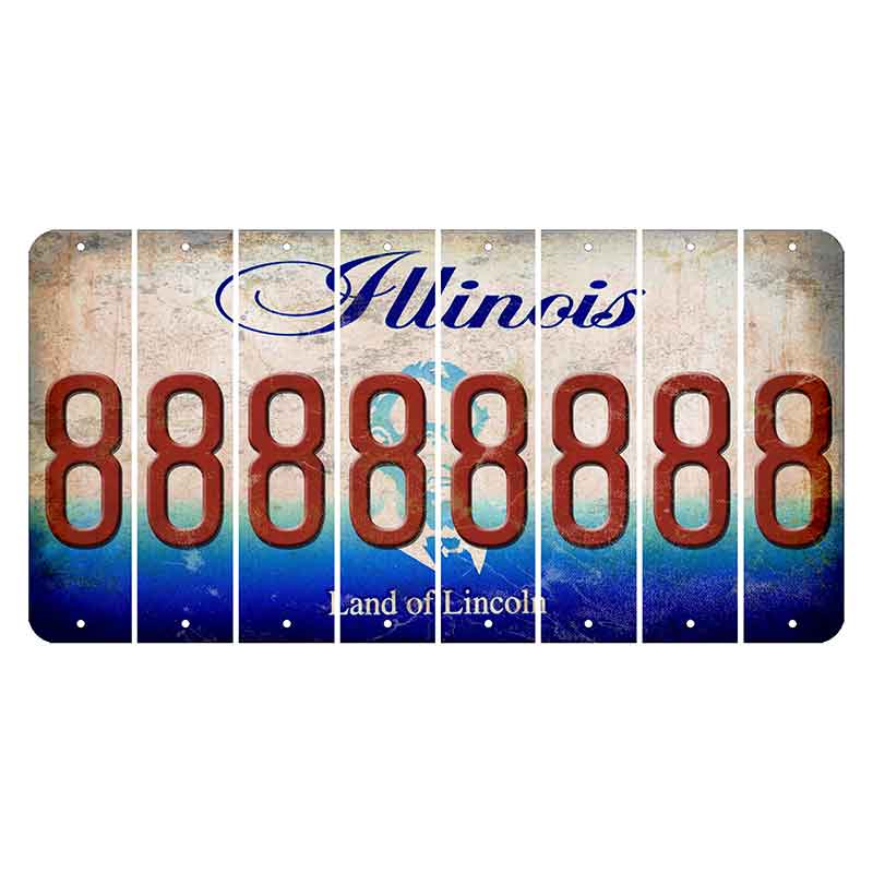 Illinois Abraham Lincoln Cut License Plate Strips (Set of 8) 8