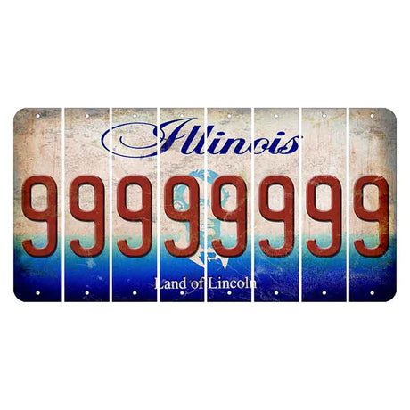 Illinois Abraham Lincoln Cut License Plate Strips (Set of 8) 9