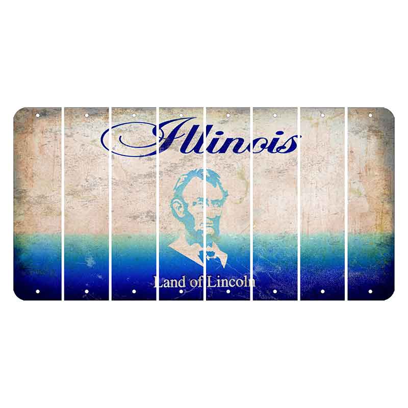 Illinois Abraham Lincoln Cut License Plate Strips (Set of 8) Blank