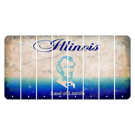 Illinois Abraham Lincoln Cut License Plate Strips (Set of 8) Blank
