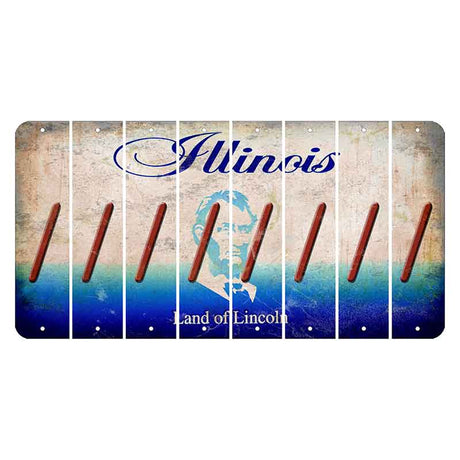 Illinois Abraham Lincoln Cut License Plate Strips (Set of 8) Forward Slash