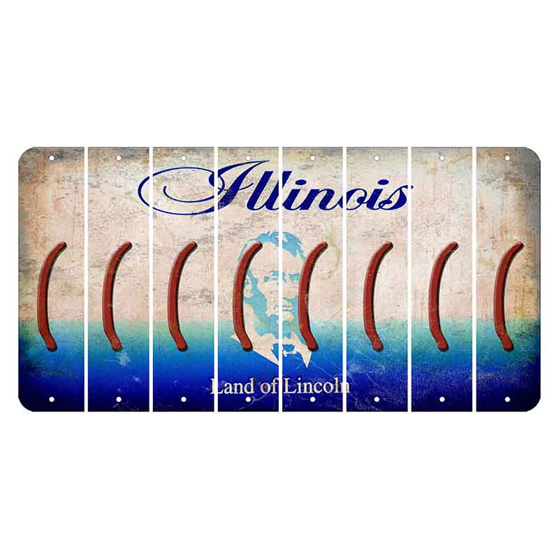 Illinois Abraham Lincoln Cut License Plate Strips (Set of 8) Parenthesis - Left
