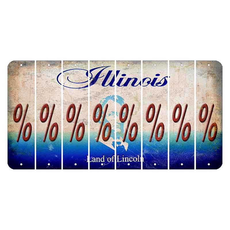 Illinois Abraham Lincoln Cut License Plate Strips (Set of 8) Percent Sign