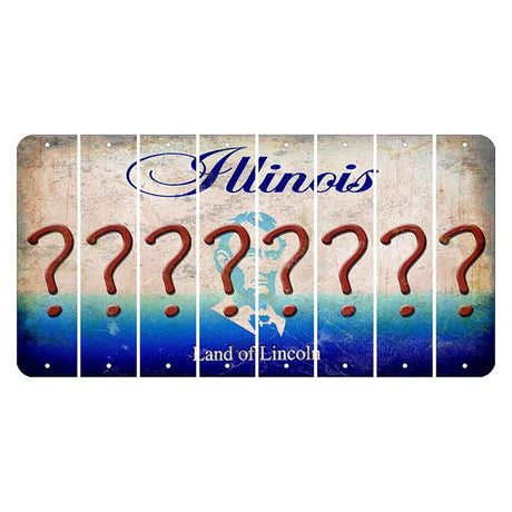 Illinois Abraham Lincoln Cut License Plate Strips (Set of 8) Question Mark