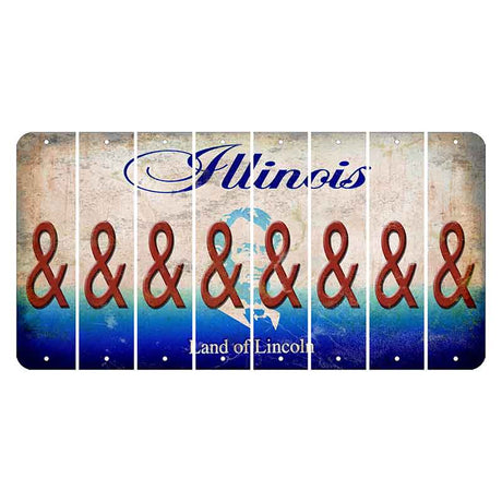 Illinois Abraham Lincoln Cut License Plate Strips (Set of 8) And Sign