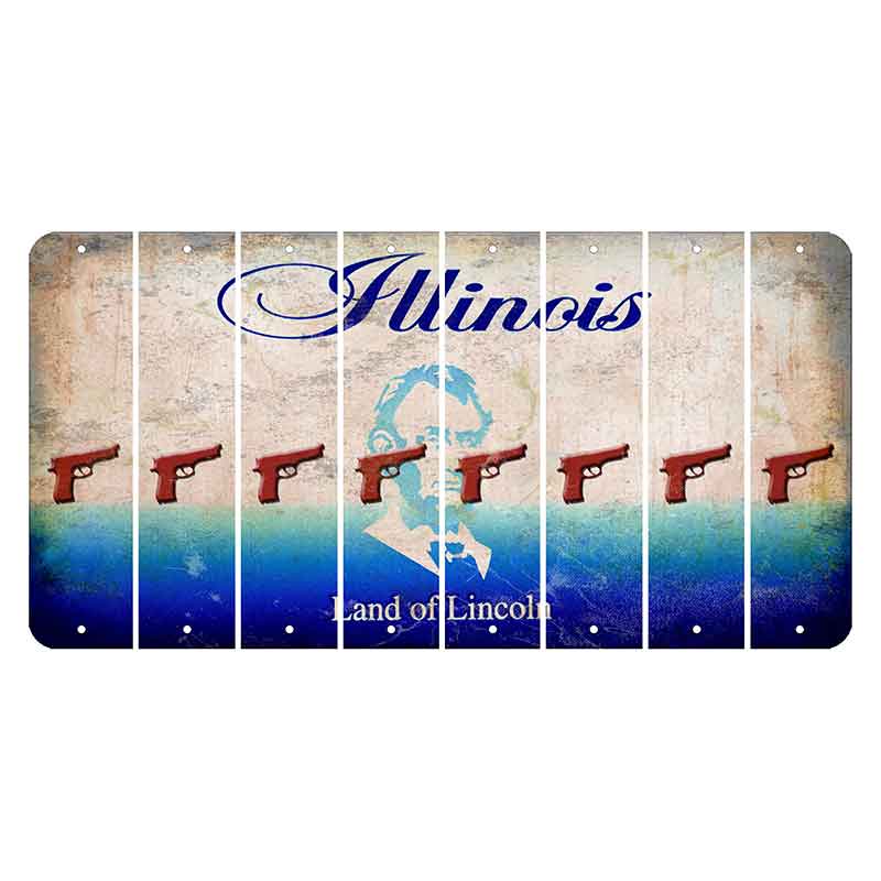 Illinois Abraham Lincoln Cut License Plate Strips (Set of 8) Handgun