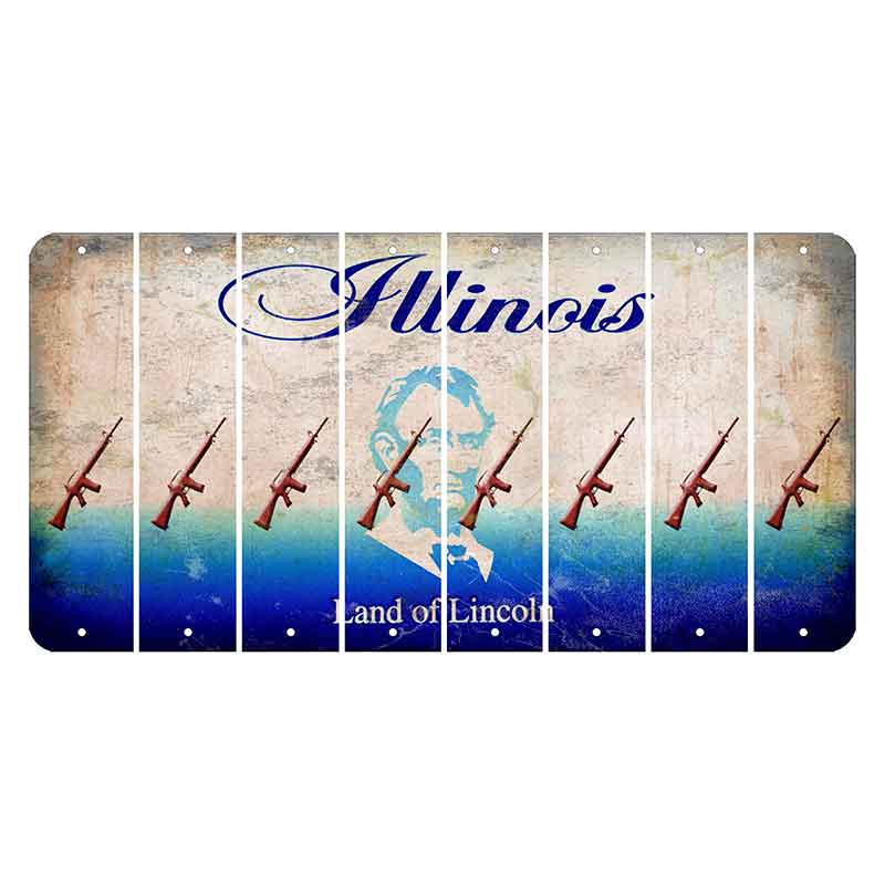 Illinois Abraham Lincoln Cut License Plate Strips (Set of 8) Rifle