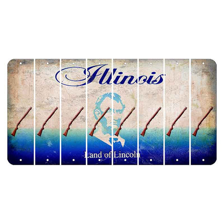Illinois Abraham Lincoln Cut License Plate Strips (Set of 8) Shotgun