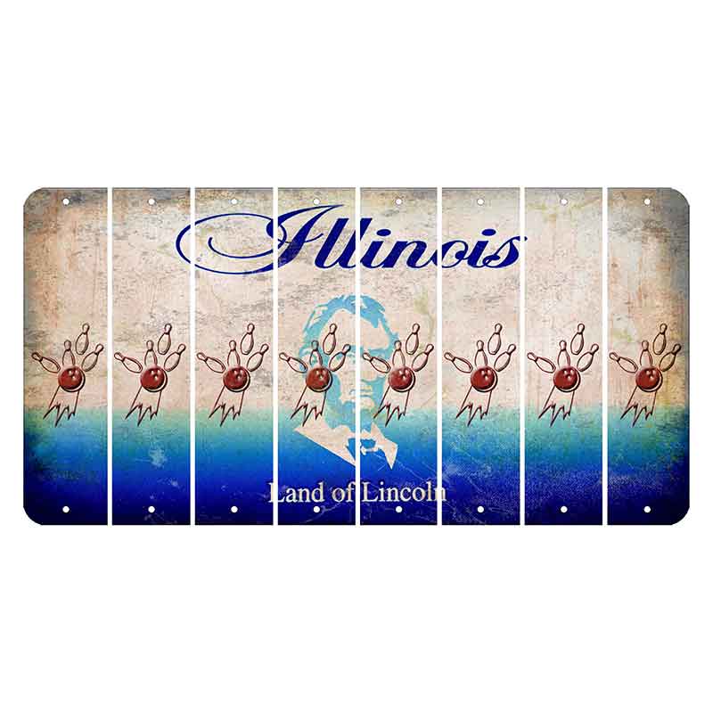 Illinois Abraham Lincoln Cut License Plate Strips (Set of 8) Bowling