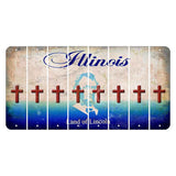 Illinois Abraham Lincoln Cut License Plate Strips (Set of 8) Cross