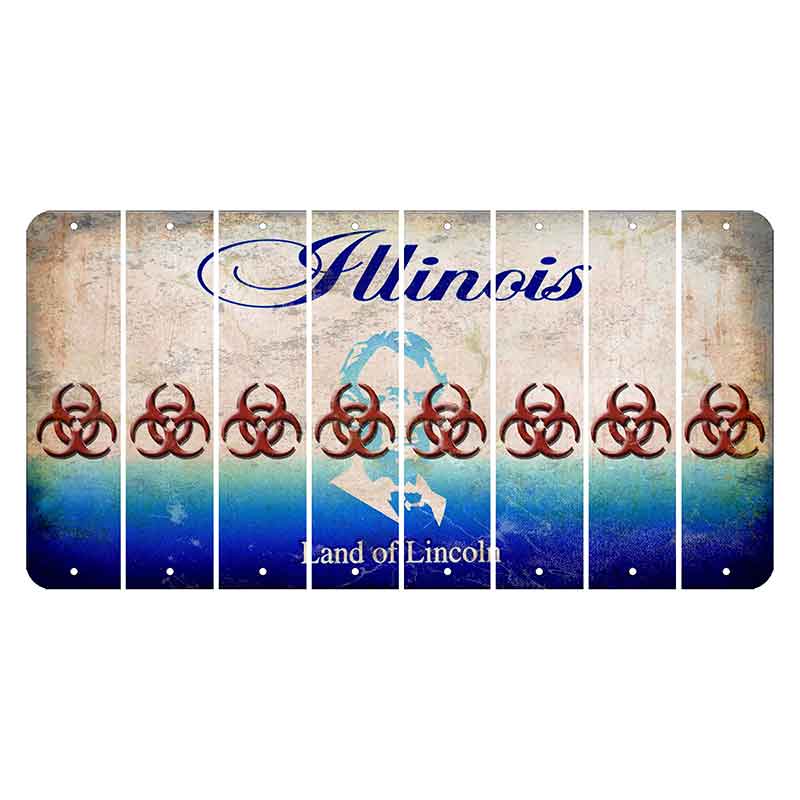 Illinois Abraham Lincoln Cut License Plate Strips (Set of 8) Radioactive