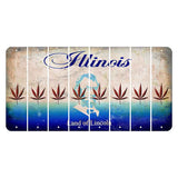 Illinois Abraham Lincoln Cut License Plate Strips (Set of 8) Pot Leaf