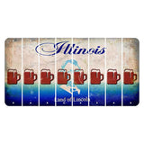 Illinois Abraham Lincoln Cut License Plate Strips (Set of 8) Beer Mug