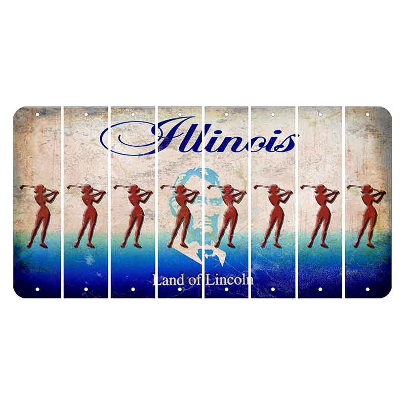 Illinois Abraham Lincoln Cut License Plate Strips (Set of 8) Female Golfer