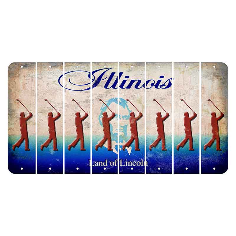Illinois Abraham Lincoln Cut License Plate Strips (Set of 8) Male Golfer