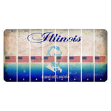 Illinois Abraham Lincoln Cut License Plate Strips (Set of 8) American Flag