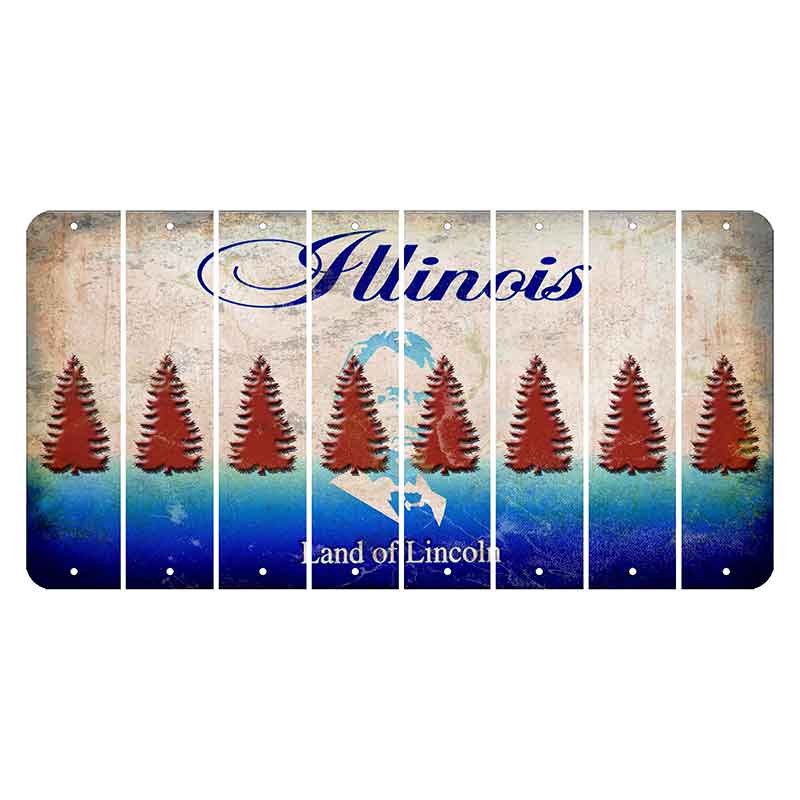 Illinois Abraham Lincoln Cut License Plate Strips (Set of 8) Pine Tree