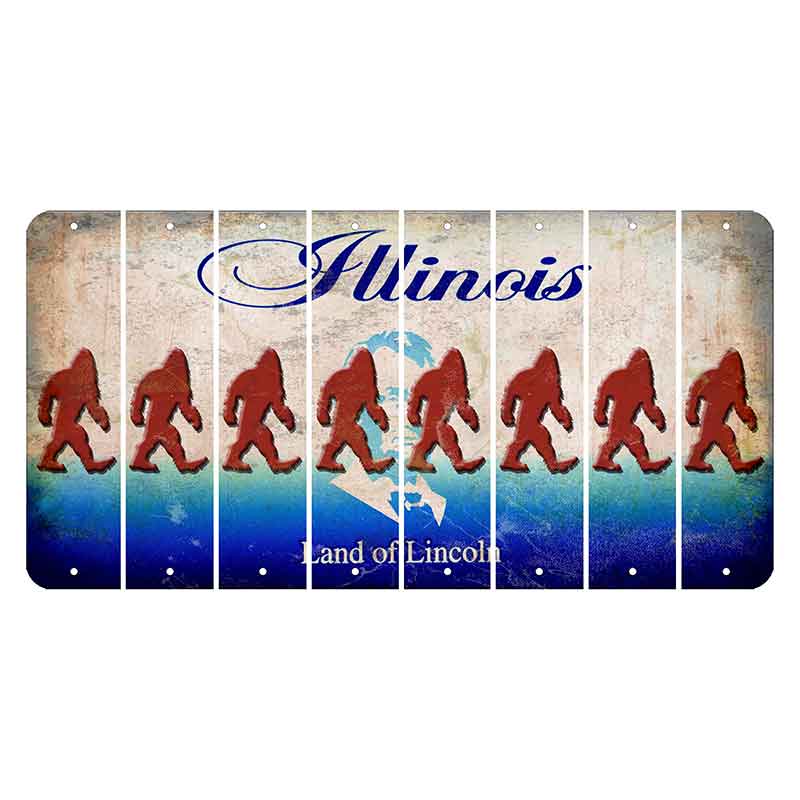 Illinois Abraham Lincoln Cut License Plate Strips (Set of 8) Bigfoot