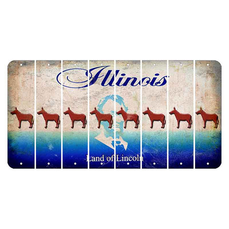 Illinois Abraham Lincoln Cut License Plate Strips (Set of 8) Donkey