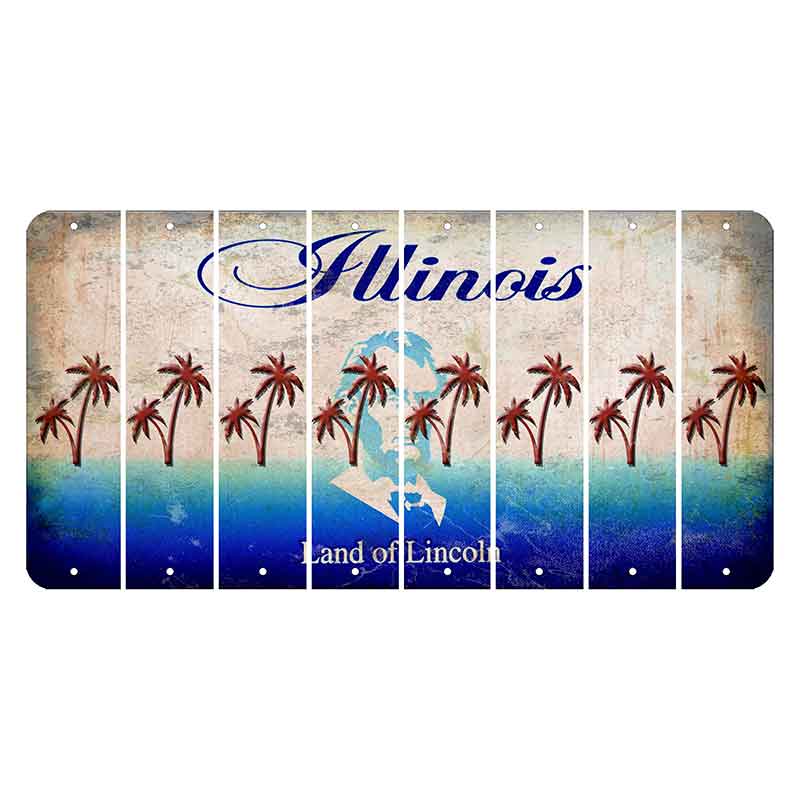 Illinois Abraham Lincoln Cut License Plate Strips (Set of 8) Palm Trees