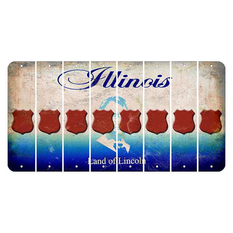 Illinois Abraham Lincoln Cut License Plate Strips (Set of 8) Police Badge