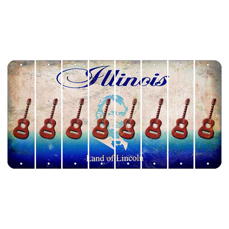 Illinois Abraham Lincoln Cut License Plate Strips (Set of 8) Guitar