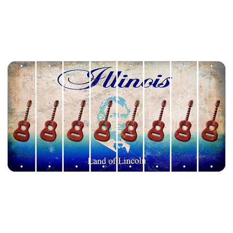 Illinois Abraham Lincoln Cut License Plate Strips (Set of 8) Guitar