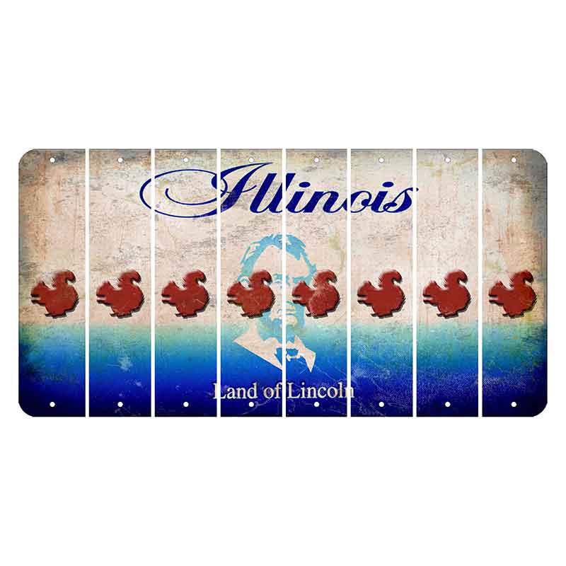 Illinois Abraham Lincoln Cut License Plate Strips (Set of 8) Squirrel